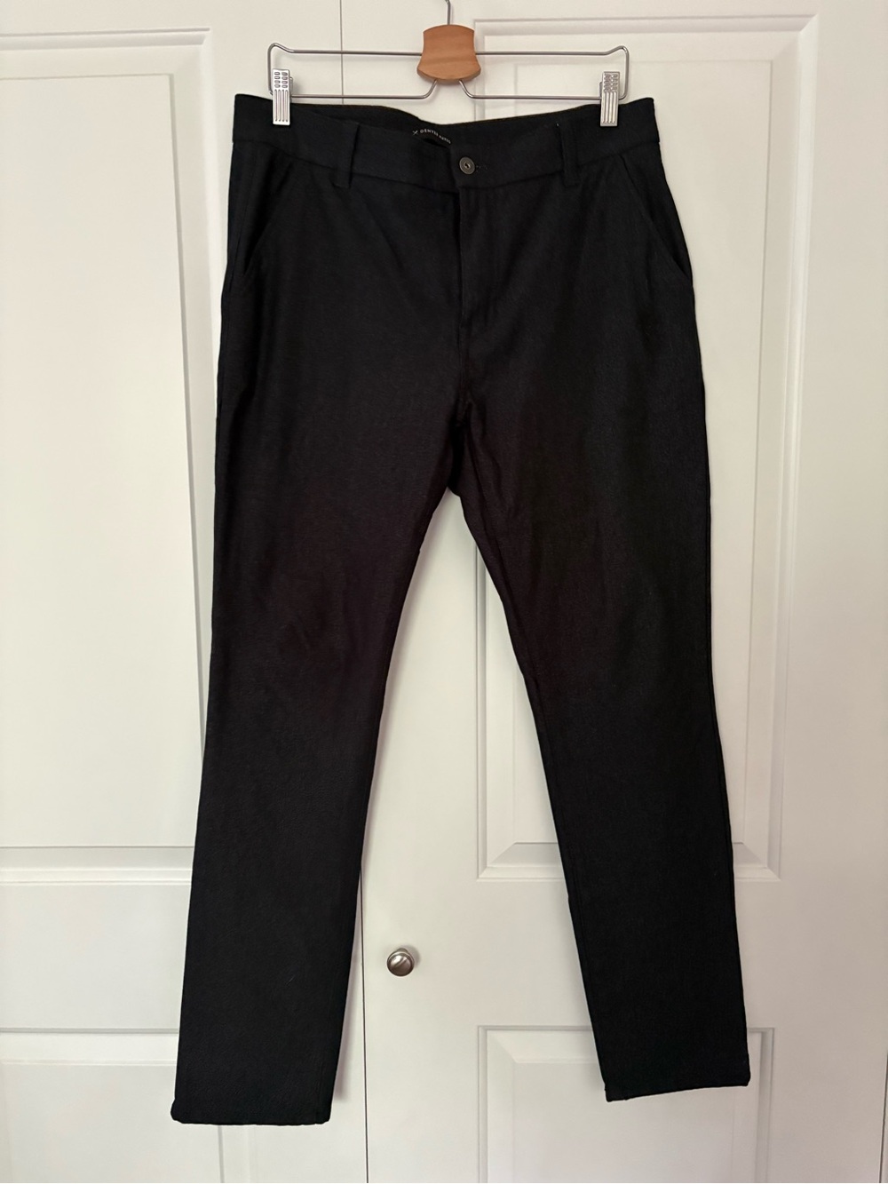 Denver Hayes Navy Denim Style Straight-Leg Dress Pants